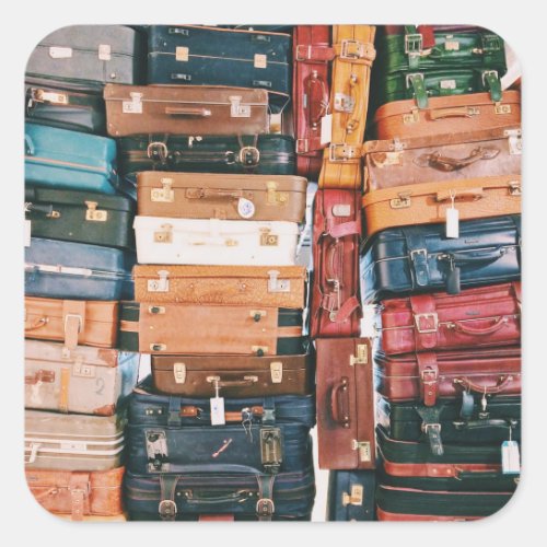 Vintage Luggage Baggage Square Sticker