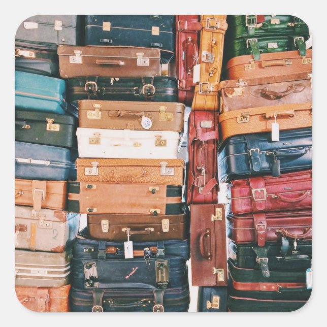 Vintage Luggage Baggage Square Sticker (Front)