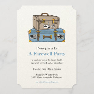Vintage Luggage Farewell Party Invitation