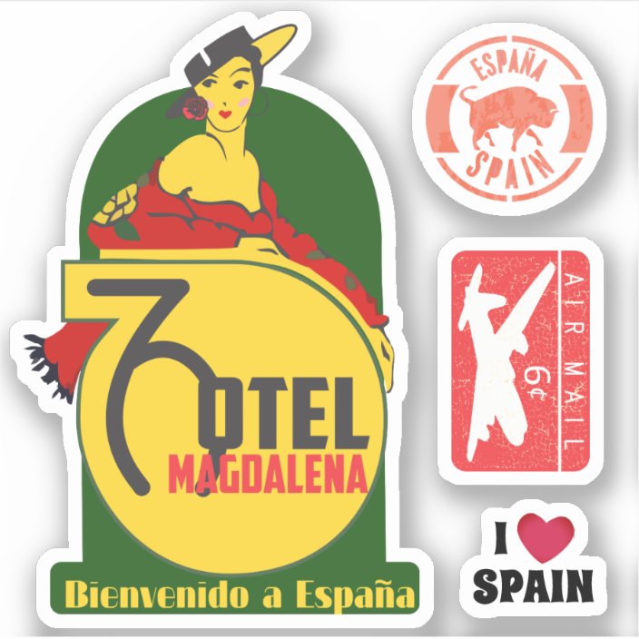 Vintage Luggage Hotel Travel Stickers Europe Spain Zazzle Com