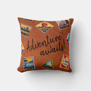 Vintage Luggage Labels Throw Pillow