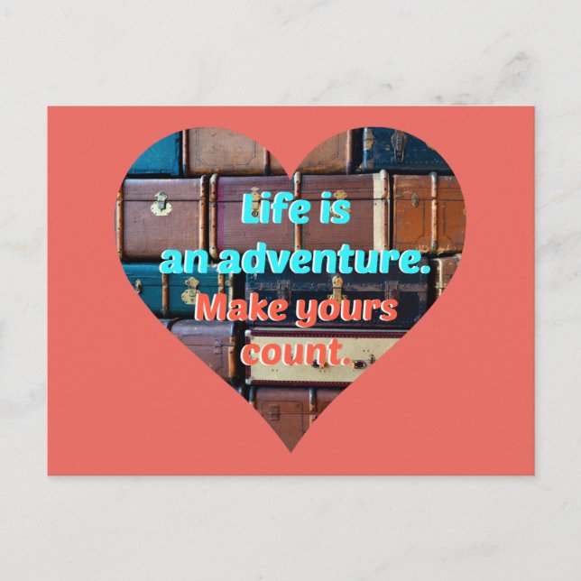 Vintage Luggage Life Is An Adventure Motivational Postcard (Front)