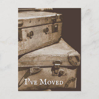 Vintage Luggage Old Photograph Moving Announcement Postcard