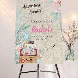Vintage Luggage   Travel Baby Shower Welcome Foam Board