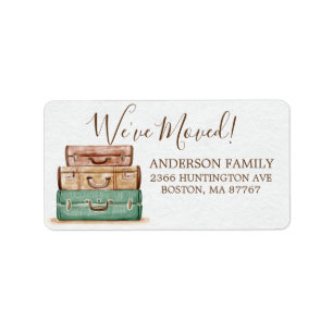 Vintage Luggage We've Moved Address Label