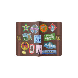 Vintage Luggage World Travel Suitcase Sticker Name Passport Holder