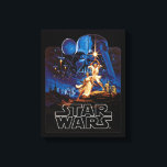Vintage Luke Skywalker Lightsaber Theatrical Canvas Print<br><div class="desc">Grab a piece of cinematic history. This design features the legendary "Style B" artwork created by the Hildebrandt Brothers for the original 1977 release of Star Wars: Episode IV - A New Hope. With its vibrant blues, glowing lightsabers, and the looming shadow of Darth Vader, this graphic perfectly captures the...</div>