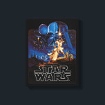 Vintage Luke Skywalker Lightsaber Theatrical Canvas Print<br><div class="desc">Grab a piece of cinematic history. This design features the legendary "Style B" artwork created by the Hildebrandt Brothers for the original 1977 release of Star Wars: Episode IV - A New Hope. With its vibrant blues, glowing lightsabers, and the looming shadow of Darth Vader, this graphic perfectly captures the...</div>