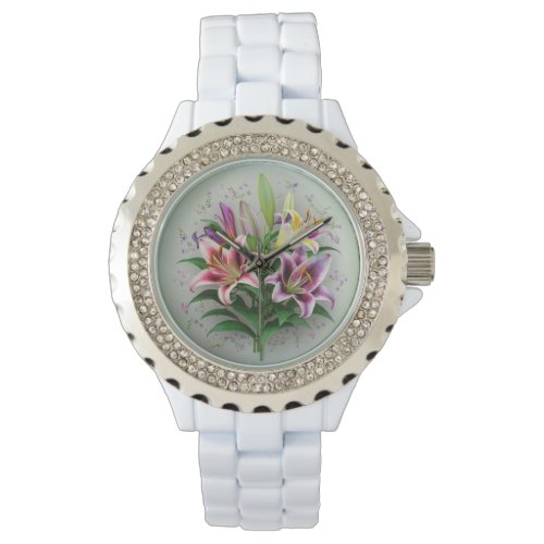 Vintage Luminous Lily Womens White  Elegant Watch