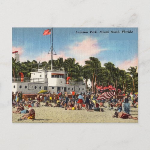 Vintage Lummus Park Miami Beach Florida Postcard