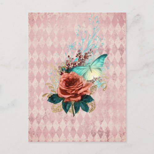 Vintage Luna Moth Bouquet Postcard