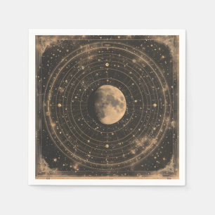 Vintage Lunar Celestial Map Design Napkins