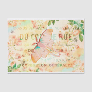 Vintage Lunar Moth and Roses Ephemera Tissue Paper