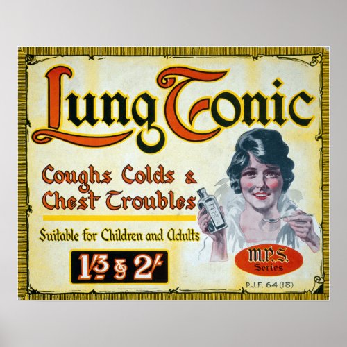 Vintage Lung Tonic Medical Drug Advertisement Poster