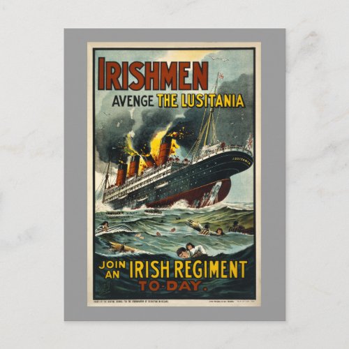 Vintage Lusitania Irishmen Avenge Postcard