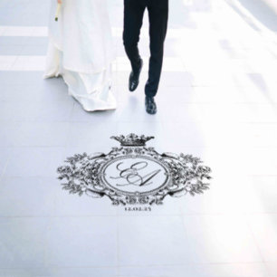 Vintage Luxe, Black and White Monogram Wedding Floor Decals
