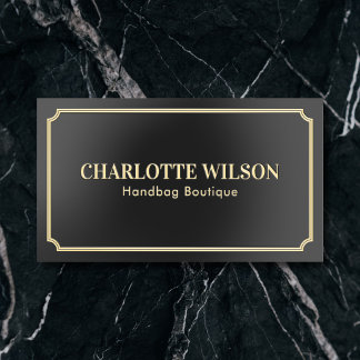 Vintage Luxury Boutique QR Code Black Foil Business Cards