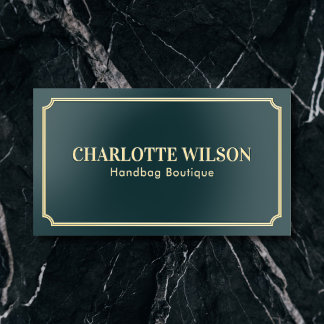 Vintage Luxury Boutique QR Code Green Foil Business Cards
