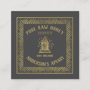Vintage Luxury gold bee hive honey/apiary/bee farm Square Business Card