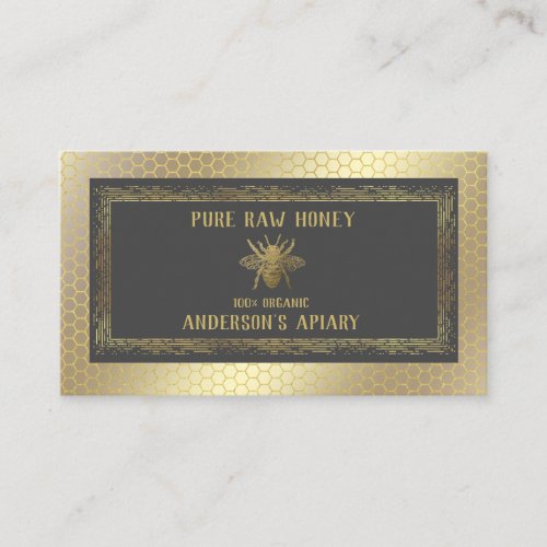 Vintage Luxury gold bee honeyapiarybee farm Business Card