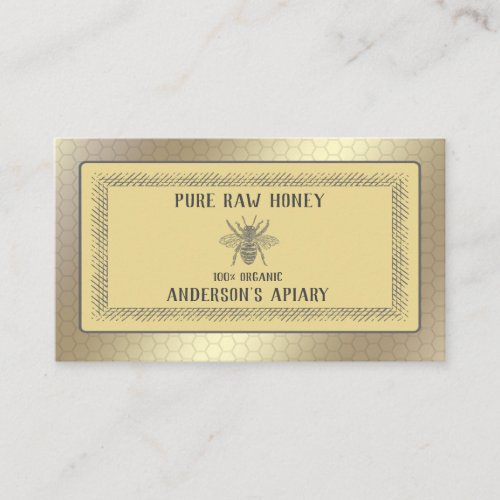 Vintage Luxury gold bee honeyapiarybee farm Business Card