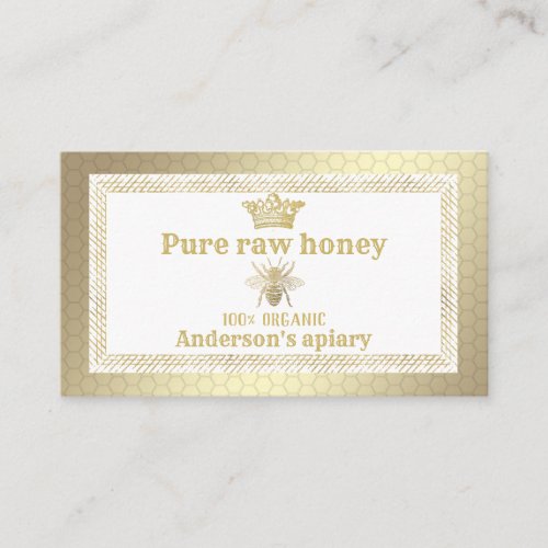 Vintage Luxury gold crown beeapiarybee farm Business Card