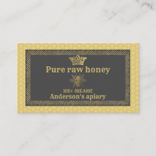 Vintage Luxury gold crown beeapiarybee farm Business Card