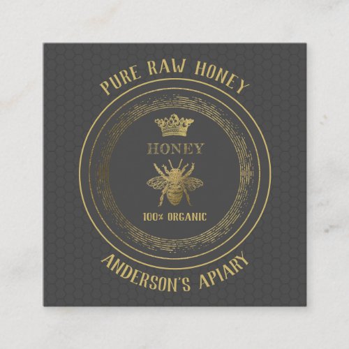 Vintage Luxury gold crown beeapiarybee farm Square Business Card