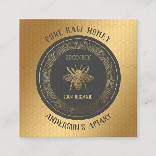 Vintage Luxury gold  honey beeapiarybee farm Square Business Card