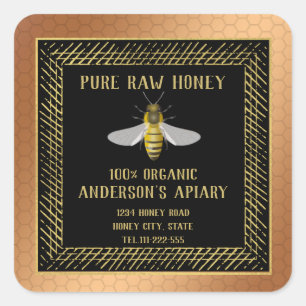 Vintage Luxury gold honey bee/apiary/bee farm Square Sticker