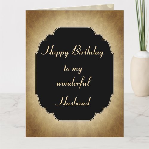 Vintage luxury Happy Birthday Husband Greeting Card