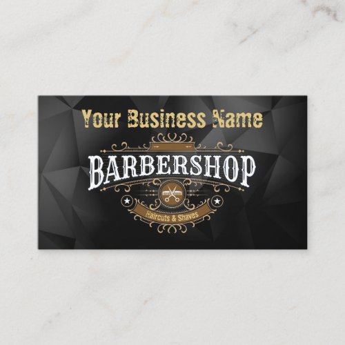 Vintage Luxury Logo Professional Barbershop Gold Business Card
