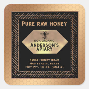 Vintage Luxury rose gold honey bee logo Square Sticker