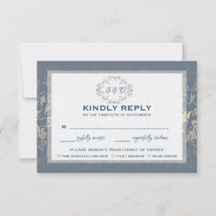 Vintage Luxury RSVP Card with Meal Choice