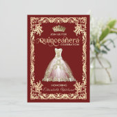 Vintage luxury sparkling dress tiara Quinceañera   Invitation (Standing Front)