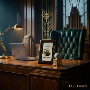 Vintage Luxury Tufted Emerald Green Office Award Plaque