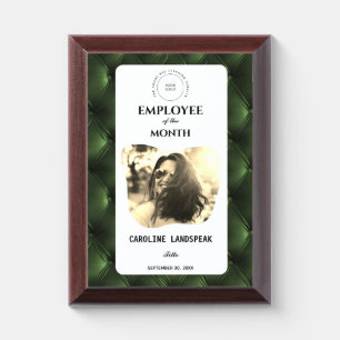 Vintage Luxury Tufted Emerald Green Office Award Plaque