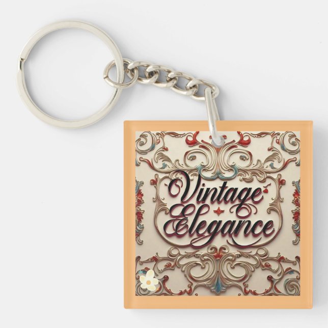 "Vintage Luxury Unveiled" Keychain (Front)