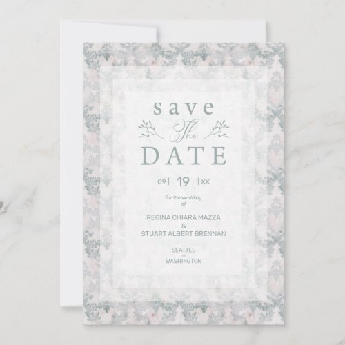 Vintage Luxury Wedding Flourish Typography Damask Save The Date