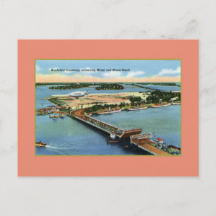 Vintage MacArthur Causeway Miami and Miami Beach Postcard