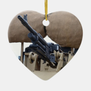 Vintage Machine Gun And Armor Ceramic Ornament