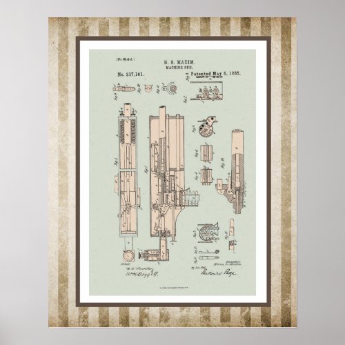 Vintage Machine Gun Patent Poster