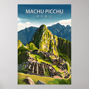Vintage Machu Picchu Incan Travel Art Poster