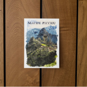 Vintage Machu Picchu Peru Watercolor Paint Postcard