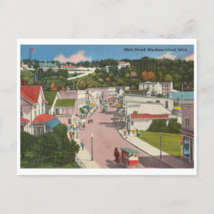 Vintage Mackinac Island, Michigan Main Street Postcard