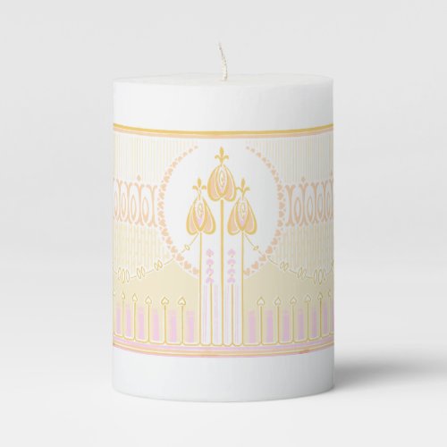 Vintage Mackintosh Inspired Rose Frieze Pillar Candle