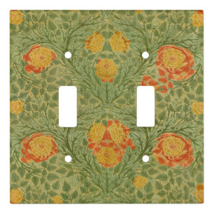 Vintage Mackmurdo Rose and Leaf Floral Art Light Switch Cover