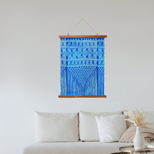 vintage Macram look _ blue Hanging Tapestry