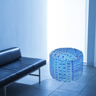 vintage Macramé look - blue Pouf