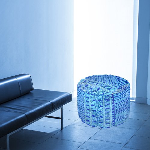 vintage Macram look _ blue Pouf